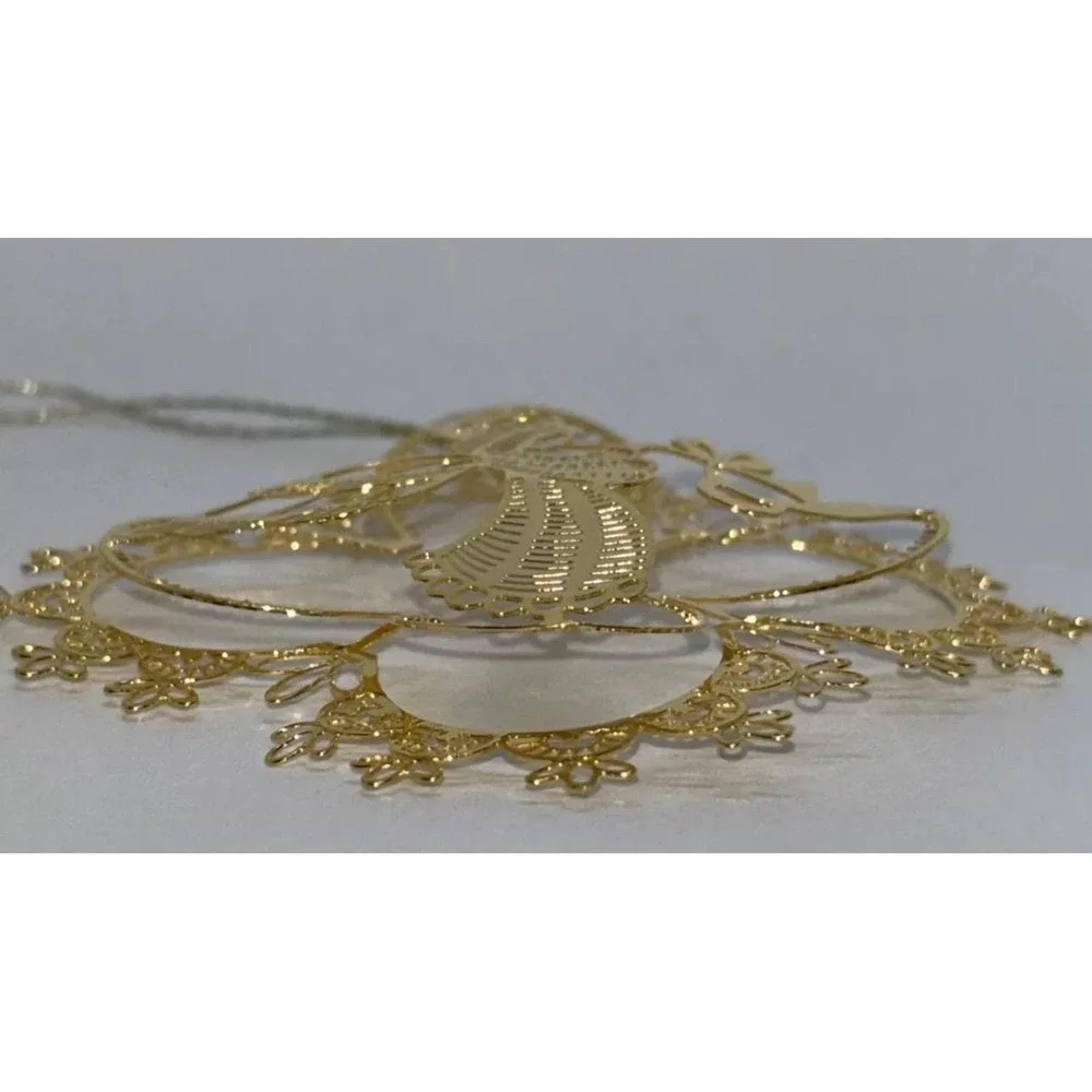 Vintage Winterlace by Tamerlane Gold 3D Cut-Out Metal Angel Christmas Ornament